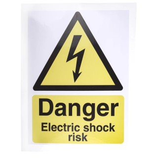 RS PRO Vinyl Safety Label Danger Electric Shock Risk Text 200 mm x 150 mm 776-0995