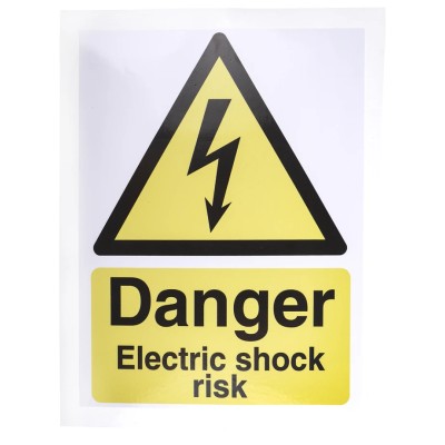 RS PRO Vinyl Safety Label Danger Electric Shock Risk Text 200 mm x 150 mm 776-0995