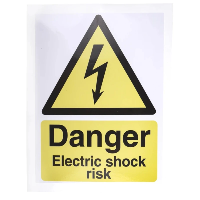 RS PRO Vinyl Safety Label Danger Electric Shock Risk Text 200 mm x 150 mm 776-0995