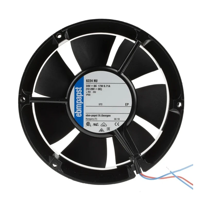 ebm-papst 6200 N Series Axial Fan 24V dc 18W 410 m³/h 3400 rpm IP68 Ball Bearing 50.8mm x 51mm 