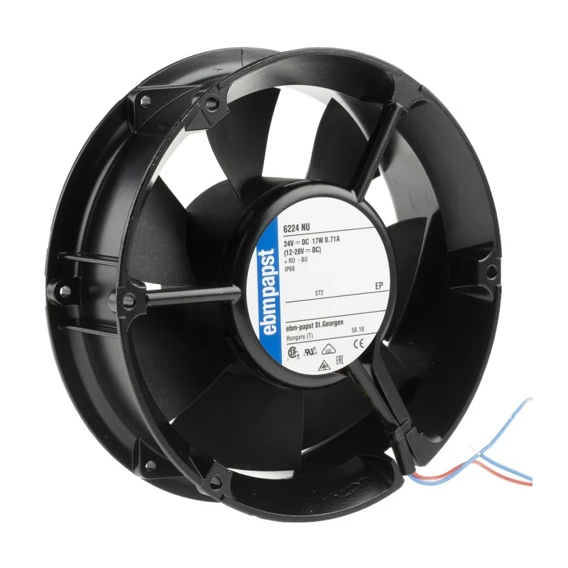ebm-papst 6200 N Series Axial Fan 24V dc 18W 410 m³/h 3400 rpm IP68 Ball Bearing 50.8mm x 51mm 
