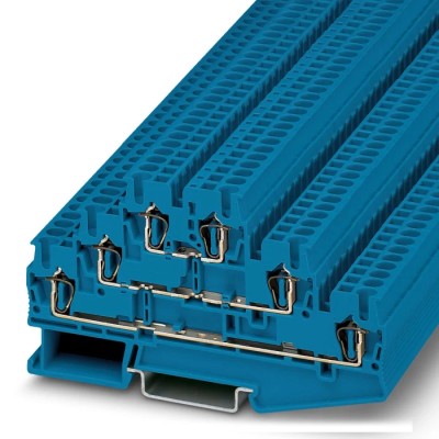 Phoenix Contact DIN Rail Terminal Block ST 2.5-3L BU Series, 3-Level, Spring Cage, Blue, 0.08 to 6 mm², 28 A 3038710