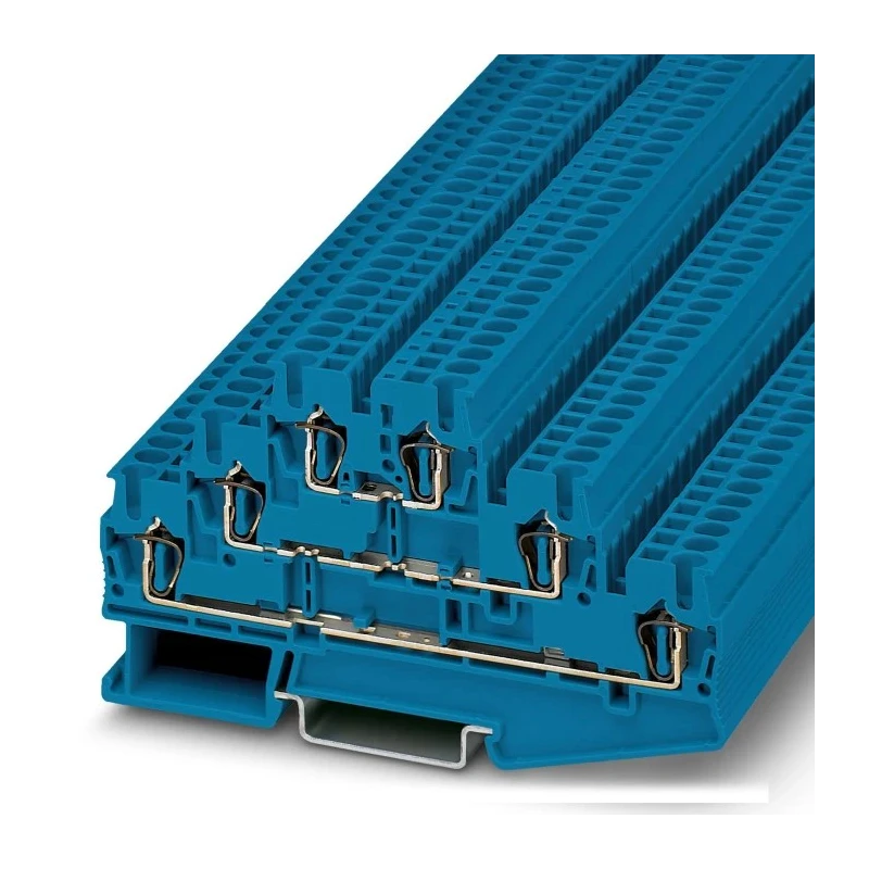 Phoenix Contact DIN Rail Terminal Block ST 2.5-3L BU Series, 3-Level, Spring Cage, Blue, 0.08 to 6 mm², 28 A 3038710