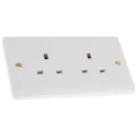 RS PRO 13A White 2 Gang Plug Socket Indoor Flush Mount Type G British 230V Urea Formaldehyde 775-8071