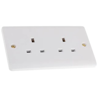 RS PRO 13A White 2 Gang Plug Socket Indoor Flush Mount Type G British 230V Urea Formaldehyde 775-8071