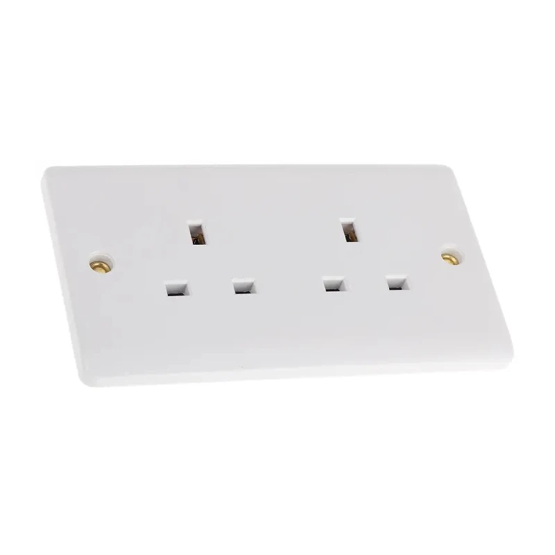 RS PRO 13A White 2 Gang Plug Socket Indoor Flush Mount Type G British 230V Urea Formaldehyde 775-8071