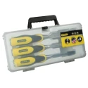 Stanley 3 Piece Carbon Steel Wood Chisel Set Forged Chrome-Carbon Blades Soft-Grip CAB Handle 2-16-883