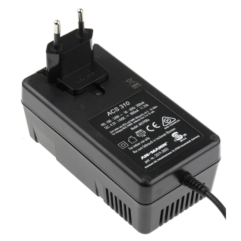 Ansmann Battery Pack Charger 14V, 4.2 V NiCd, NiMH Compatible 800mA Plug-In Charger with AUS, UK, EU, US Plug for 2019-3003