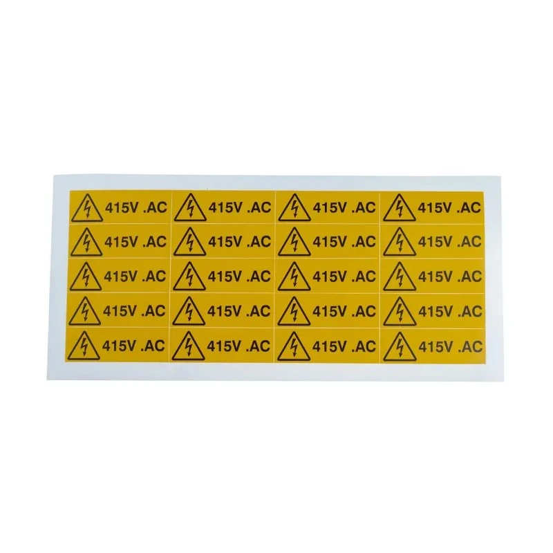 RS PRO Black Yellow Vinyl Safety Label 415V AC Text 20 mm x 60 mm 776-0942