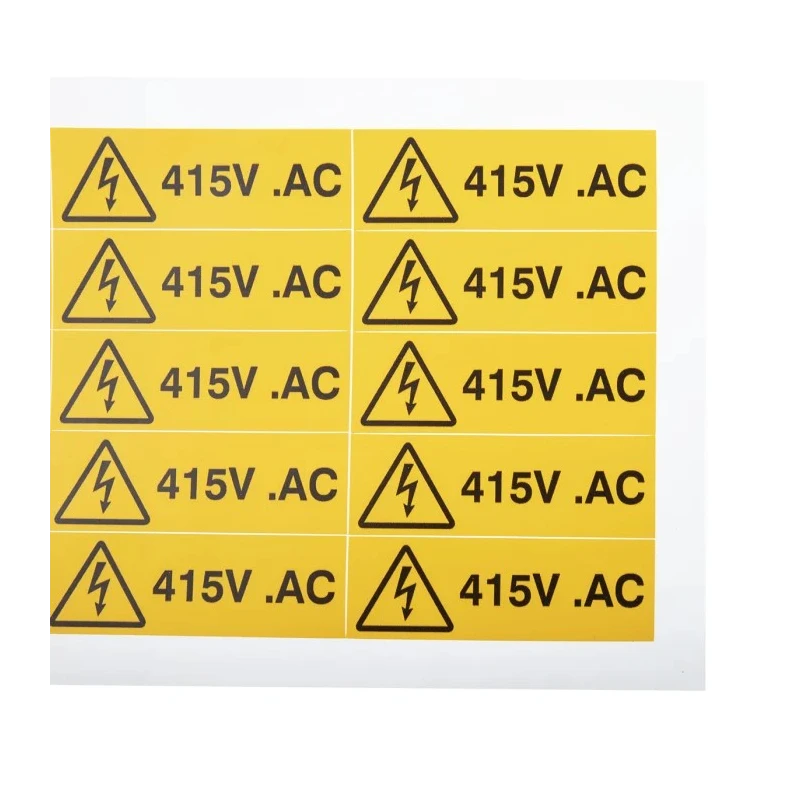 RS PRO Black Yellow Vinyl Safety Label 415V AC Text 20 mm x 60 mm 776-0942