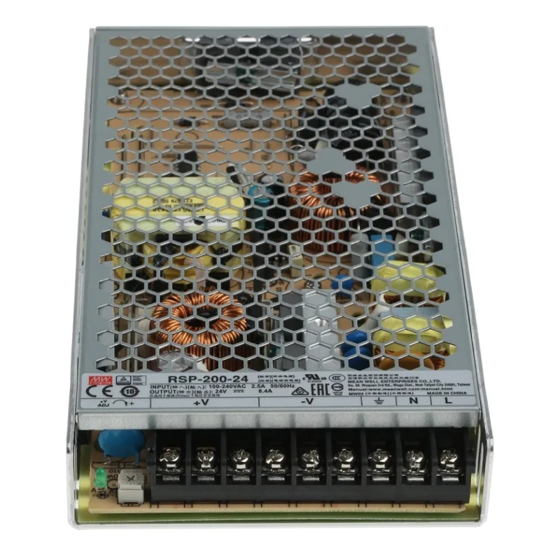 MEAN WELL 201.6W Switching Power Supply 24V DC 8.4A Chassis Mount RSP-200-24