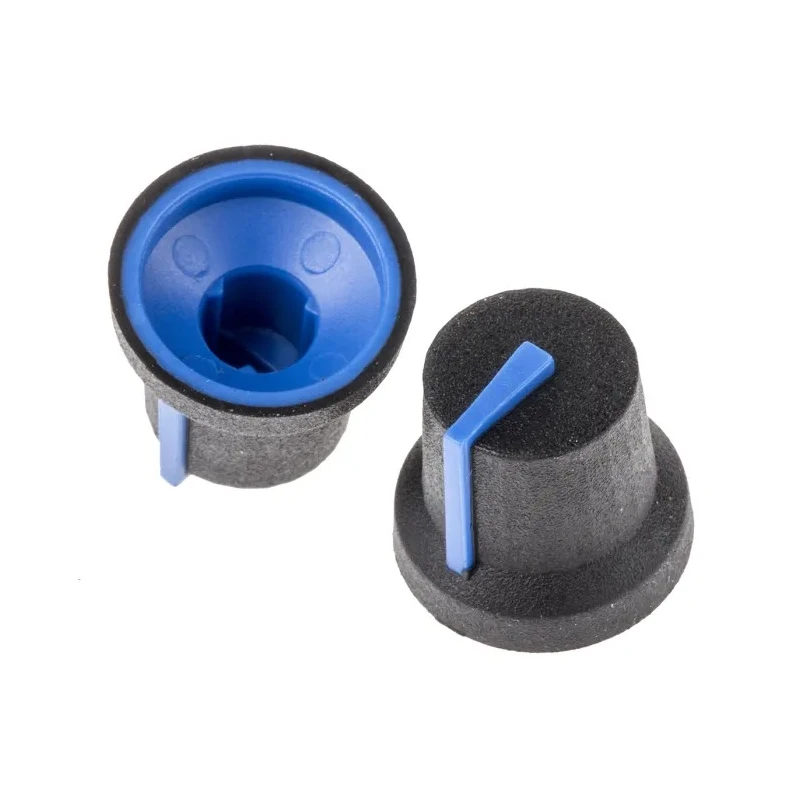 RS PRO 16.8 mm Knob Diameter Black Potentiometer Knob for 6 mm Shaft Splined 777-7334