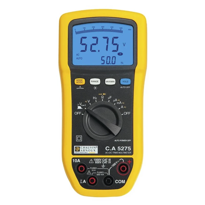 Chauvin Arnoux Handheld Multimeter CA 5275 True RMS 1kV DC Voltage 150h Battery Life P01196775