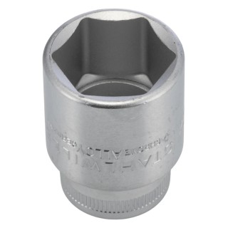 STAHLWILLE 1/2 in Drive 24 mm 6 Point Square Socket, Chrome Plated Steel, 42mm Overall Length 03030024