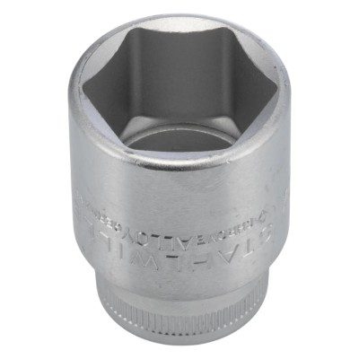 STAHLWILLE 1/2 in Drive 24 mm 6 Point Square Socket, Chrome Plated Steel, 42mm Overall Length 03030024