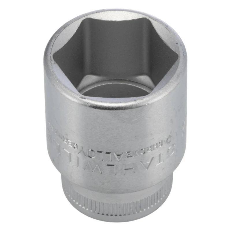 STAHLWILLE 1/2 in Drive 24 mm 6 Point Square Socket, Chrome Plated Steel, 42mm Overall Length 03030024