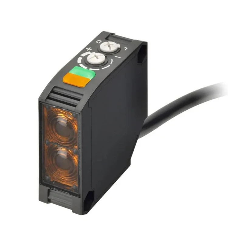 Omron Diffuse Photoelectric Sensor, Block Sensor, 300 mm Detection Range, Relay Output, Red LED, IP64, Wire E3JK-DR12 2M