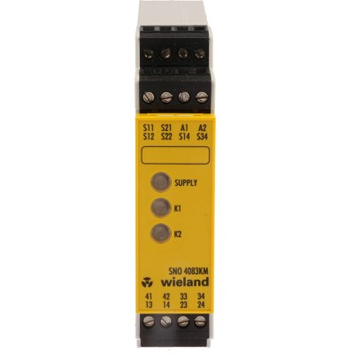 Wieland 24V DC Safety Relay with 3 Safety Contacts and 1 Auxiliary Contact R1.188.3580.0