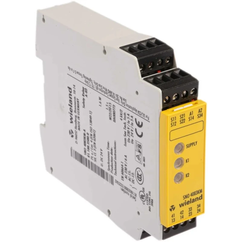 Wieland 24V DC Safety Relay with 3 Safety Contacts and 1 Auxiliary Contact R1.188.3580.0