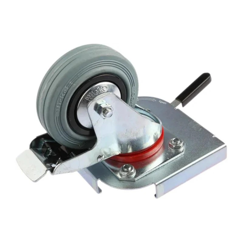 Zarges Braked Swivel Castor Wheel 90 kg Load Capacity 100 mm Diameter Rubber Wheel 40742