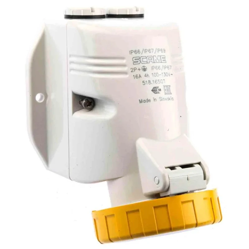 Scame Industrial Power Connector 2P+PE Wall Mount 16A 110V IP66 IP67 OPTIMA-TOP 518.1650T