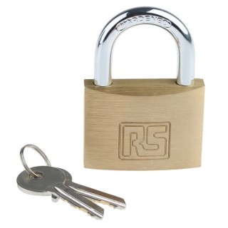 RS PRO Key Brass Padlock, 7 mm Shackle Diameter, 24 mm Shackle Length, 50 mm Body, Brass Material 781-6007