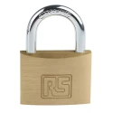RS PRO Key Brass Padlock, 7 mm Shackle Diameter, 24 mm Shackle Length, 50 mm Body, Brass Material 781-6007
