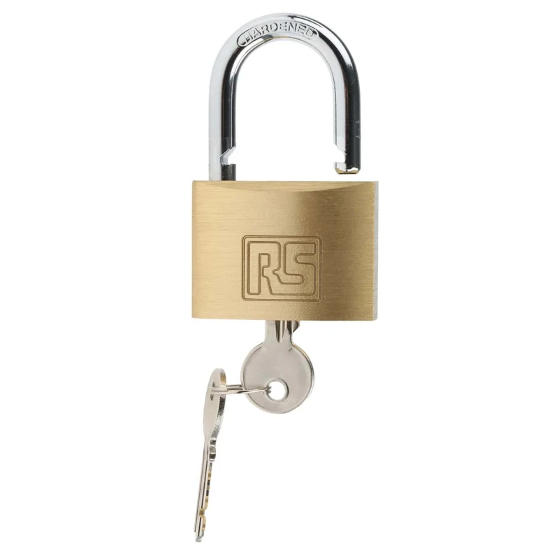 RS PRO Key Brass Padlock, 7 mm Shackle Diameter, 24 mm Shackle Length, 50 mm Body, Brass Material 781-6007