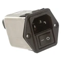 TE Connectivity 250V AC 6A Flange IEC Filter Male 2 Pole Spade 6CFE1