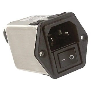 TE Connectivity 250V AC 6A Flange IEC Filter Male 2 Pole Spade 6CFE1