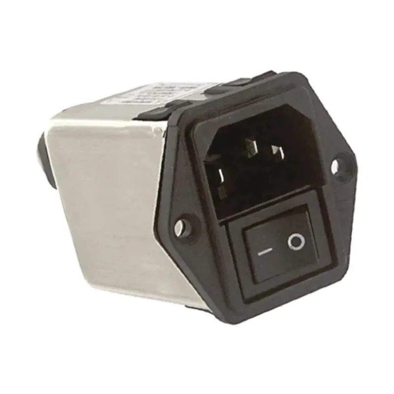 TE Connectivity 250V AC 6A Flange IEC Filter Male 2 Pole Spade 6CFE1