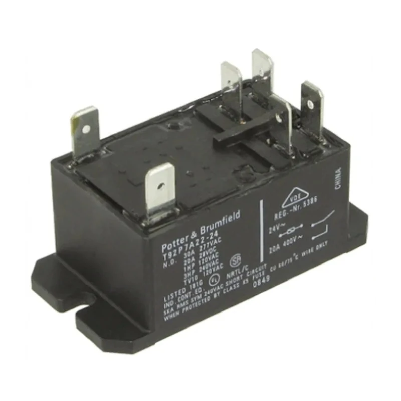 TE Connectivity Panel Power Relay 24V AC Coil 30A Switching Current DPST T92P7A22-24 6-1393211-0