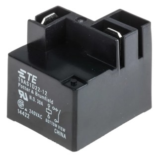 TE Connectivity PCB Power Relay 12V DC Coil 30A Switching Current SPST T9AS1D22-12 1-1419104-7