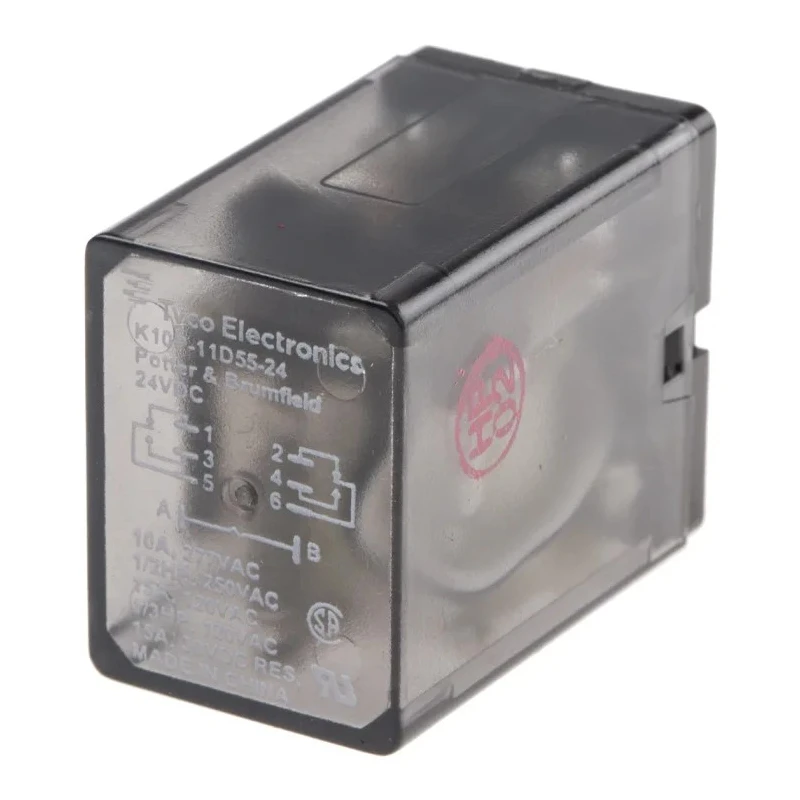 TE Connectivity PCB Power Relay, 24V DC Coil Voltage, 15A Switching Current, DPDT Contact Configuration K10P-11D55-24