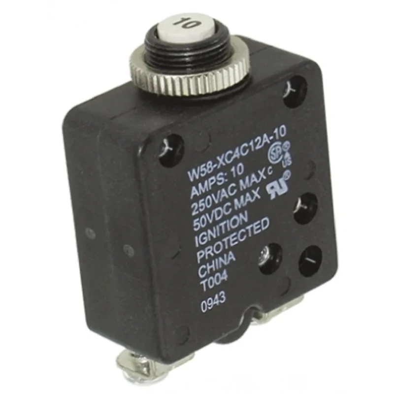 TE Connectivity W58 Thermal Circuit Breaker 10A Current Rating 1-Pole Direct Mount W58-XC4C12A-10