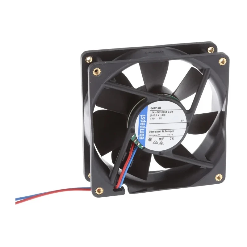 ebm-papst 8400 N Series Compact DC Axial Fan, 12V DC, 79 m³/h Airflow, 2.2 W, IP20 Protection, 80 mm Frame 