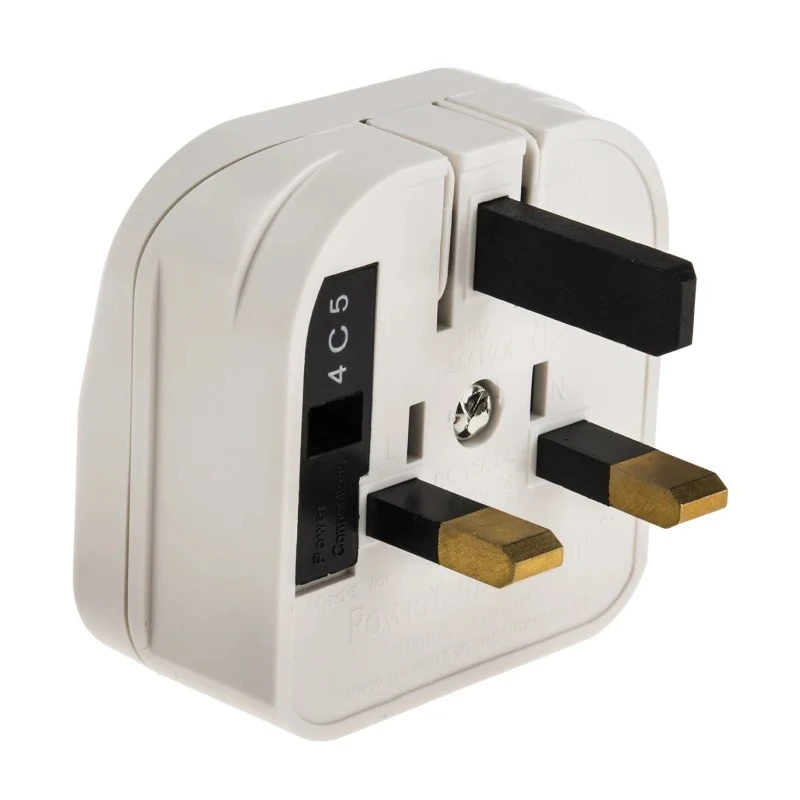 PowerConnections Mains Connector Converter Europe to UK Type G 3A Plug ECP-WNR-3A