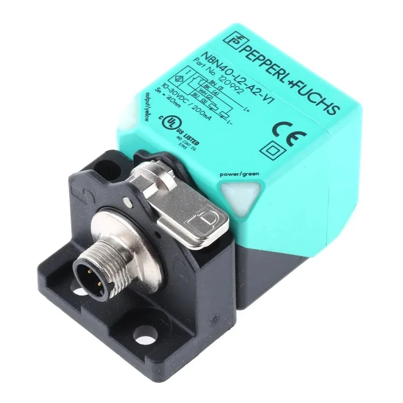 Pepperl + Fuchs Block Inductive Proximity Sensor M12 Thread Size Non-Flush Mount PNP Output 30 V dc 200mA 40 NBN40-L2-A2-V1