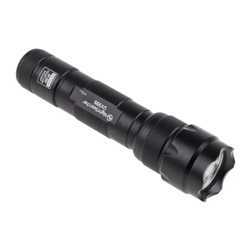 Nightsearcher UV LED Tactical Torch Black Aluminium Casing 2 x CR123A Batteries NSUVLED395