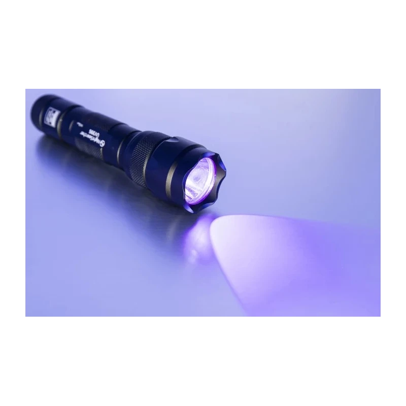 Nightsearcher UV LED Tactical Torch Black Aluminium Casing 2 x CR123A Batteries NSUVLED395