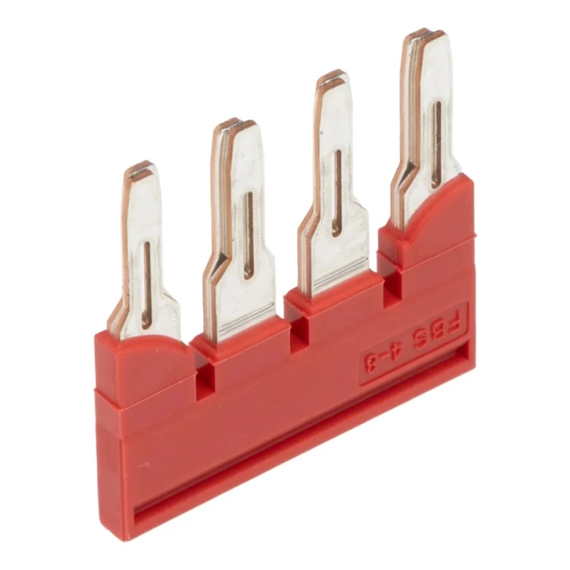 Phoenix Contact Plug-In Bridge for DIN Rail Terminal Blocks, Red, Copper, 8.2mm Pitch, 41A Load Current FBS4-8