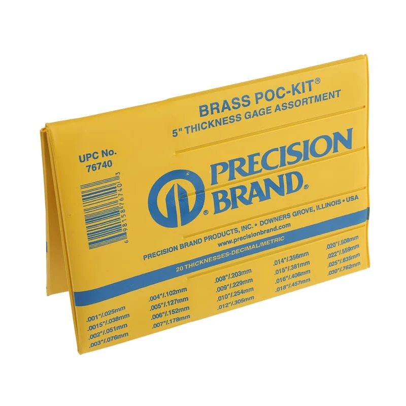 RS PRO Brass Feeler Gauge Set with 20 Brass Blades, Thickness 0.03 in, Metric and Inch Measures 785-7831