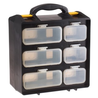 RS PRO 12 Cell Black Polypropylene Compartment Box 340 mm x 278 mm x 145 mm 784-6058