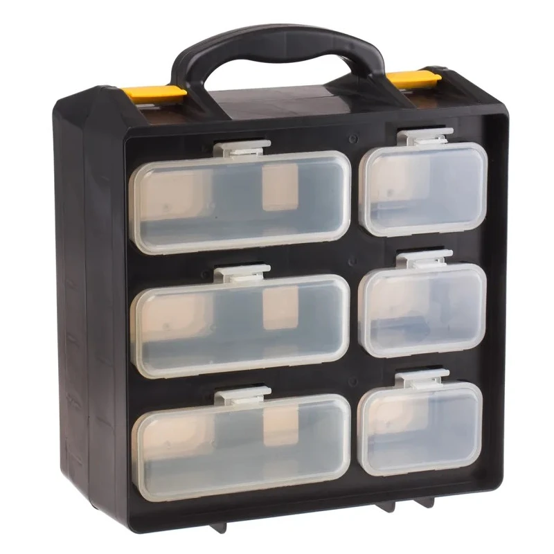 RS PRO 12 Cell Black Polypropylene Compartment Box 340 mm x 278 mm x 145 mm 784-6058