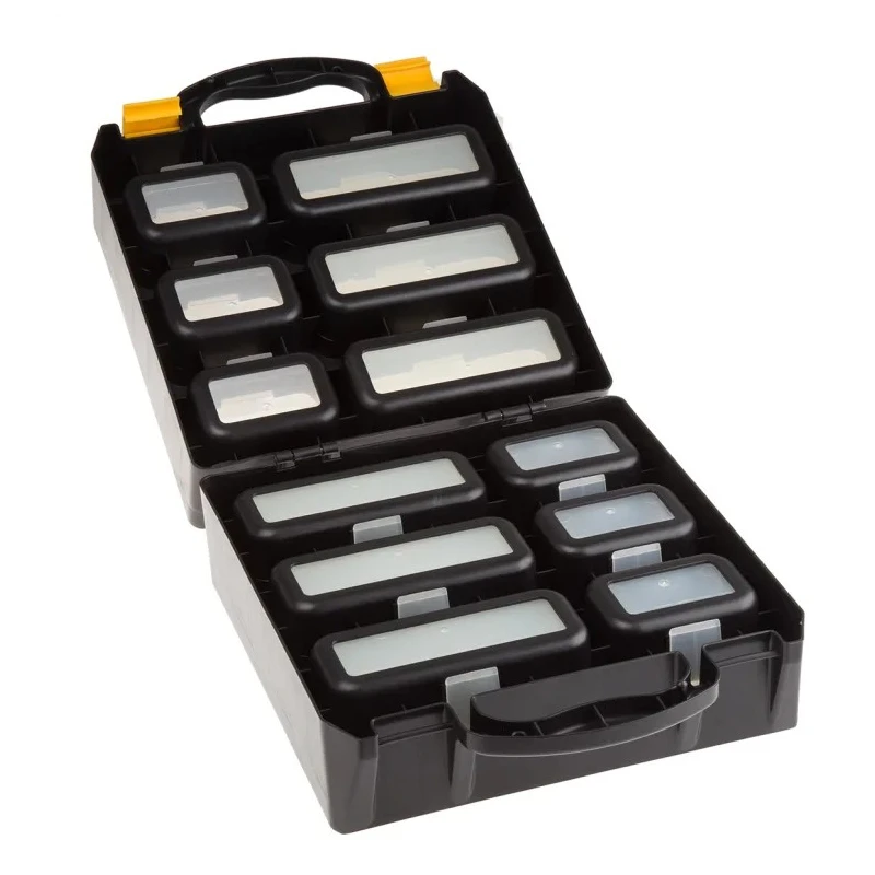 RS PRO 12 Cell Black Polypropylene Compartment Box 340 mm x 278 mm x 145 mm 784-6058