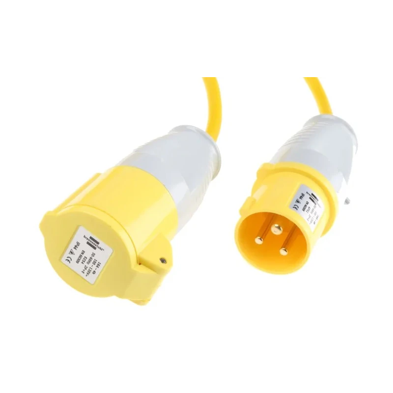 brennenstuhl 14 m 1 Socket BS4343/EN60309 110V-16A Extension Lead Kit, Yellow, IP44, Polyvinyl Chloride Jacket 1666463
