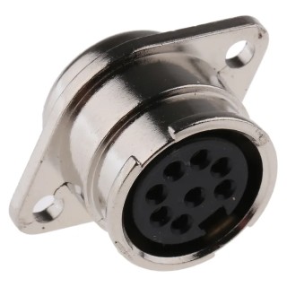 RS PRO 8 Pole Straight Standard DIN Socket Panel Mount Female, 2A, 100V AC, Twist Lock 786-3435