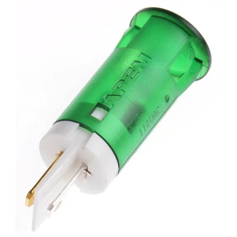 APEM Green Panel Mount Indicator 110V AC 6mA Solder Lug Termination QS121XXHG110