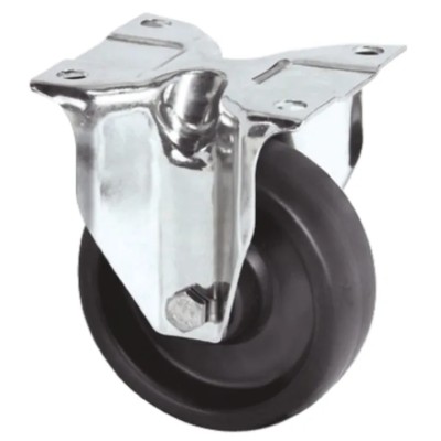 Tente Fixed Castor with 80 mm Elastic Wheel, 100 kg Load Capacity, Polyamide Hub, Ball Bearing Hub 8478BOG080P62