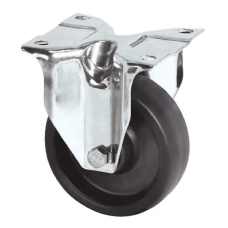 Tente Fixed Castor with 80 mm Elastic Wheel, 100 kg Load Capacity, Polyamide Hub, Ball Bearing Hub 8478BOG080P62
